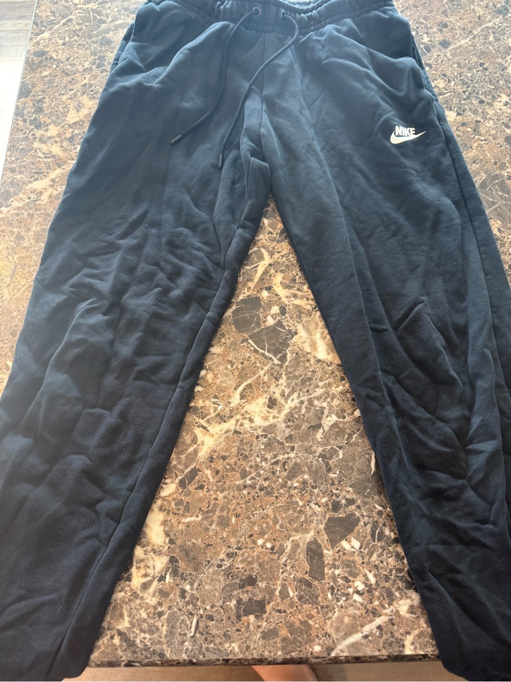 Nike Boys Black Jogger Sweatpants with White Swoosh